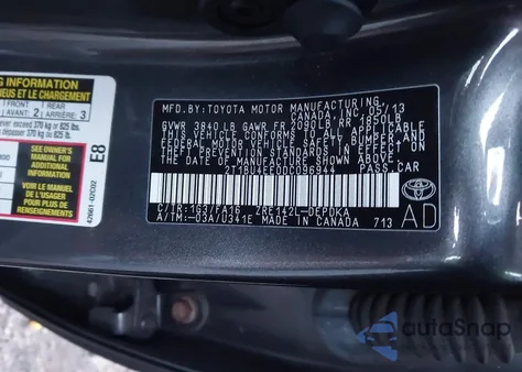 2013 Toyota Corolla L из США, поврежденный, VIN 2T1BU4EE0DC096944